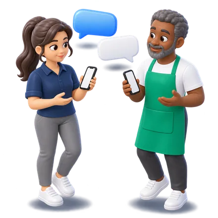 Dos personas conversando sobre sus necesidades
