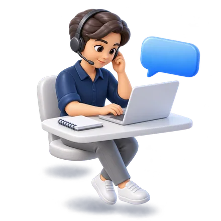 Una persona atendiendo una conversación desde su computadora