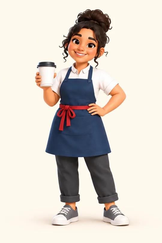 Barista con una taza de café