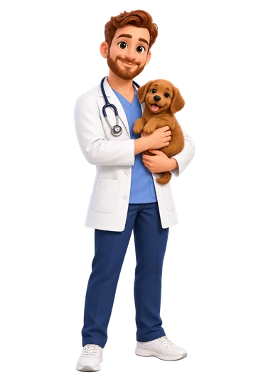 Veterinario con un cachorro